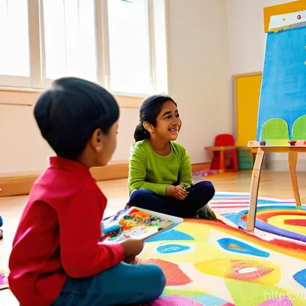 유아교육지도사 경력 개발 전략 - **Prompt**: A vibrant and colorful early childhood classroom bustling with activity. Diverse young c...