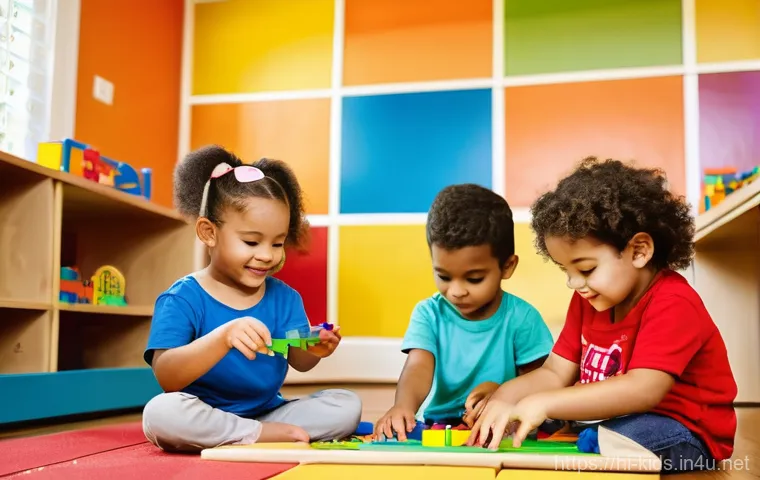 유아교육지도사 실무에서 필요한 도구 - Playful Discovery in a Vibrant Learning Space**

A brightly lit, cheerful playroom bathed in warm na...