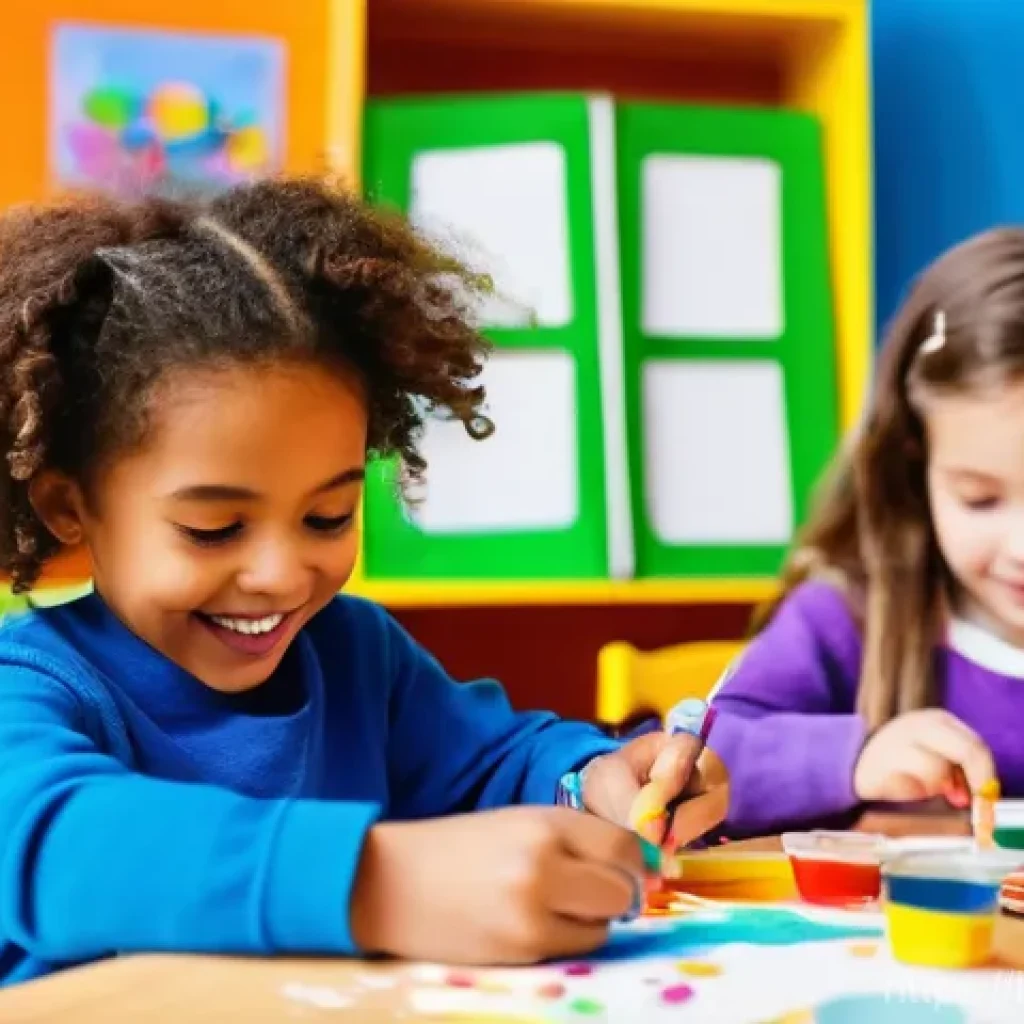 유아교육지도사로서 근무 중 유용한 웹사이트 - **Prompt for Creative Arts and Crafts:**
    "A diverse group of cheerful children, ranging from 6 t...