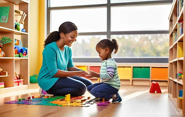유아교육지도사로서 직무 만족도 높이는 법 - **Prompt:** A vibrant, cheerful early childhood classroom filled with a diverse group of young child...