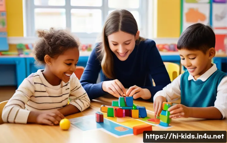 유아교육지도사 강의 준비 가이드 - **Prompt:** A vibrant, sunlit classroom filled with diverse children aged 5-8 years, fully clothed i...