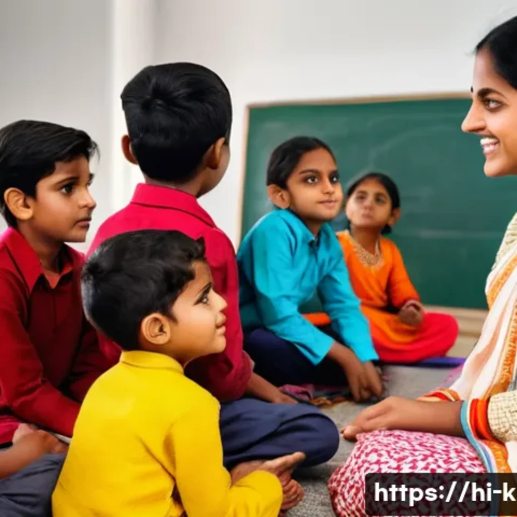 유아교육지도사 실무에서 발생하는 문제점 - A warm and nurturing classroom scene featuring a diverse group of young Indian children wearing colo...
