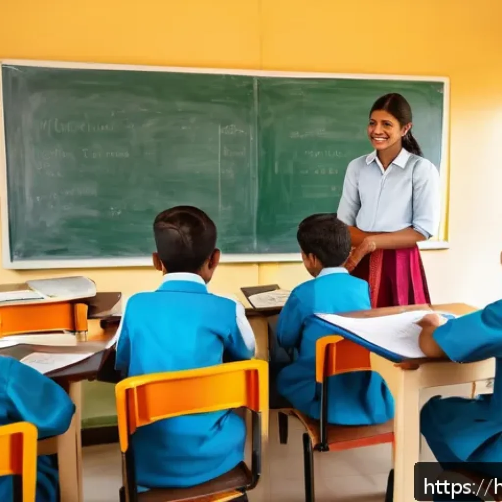 유아교육지도사 신입 직원 입사 후 첫 업무 정리법 - A cheerful Indian classroom scene with young Hindi-speaking children sitting attentively in colorful...