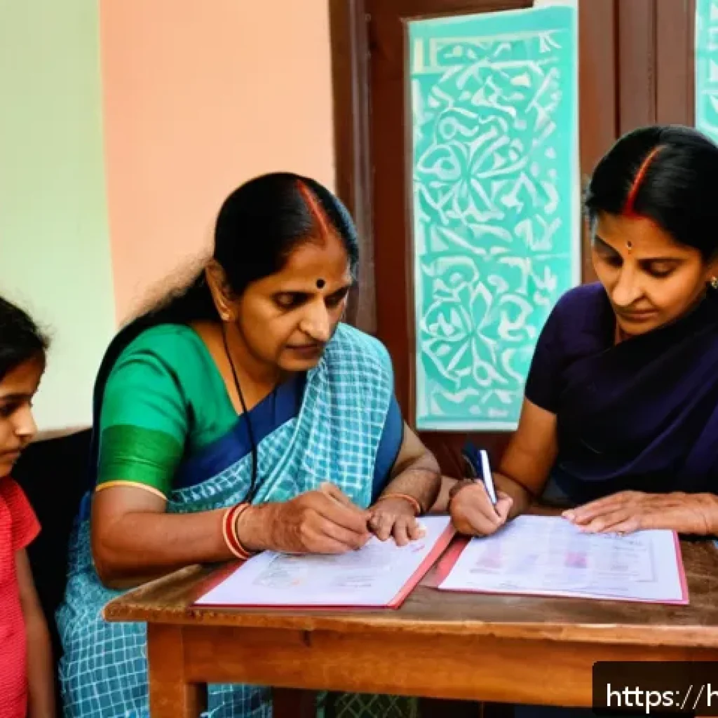 유아교육지도사 자격증 취득 시 준비물 - A warm, organized home study corner featuring a South Asian family with Hindi cultural elements, whe...
