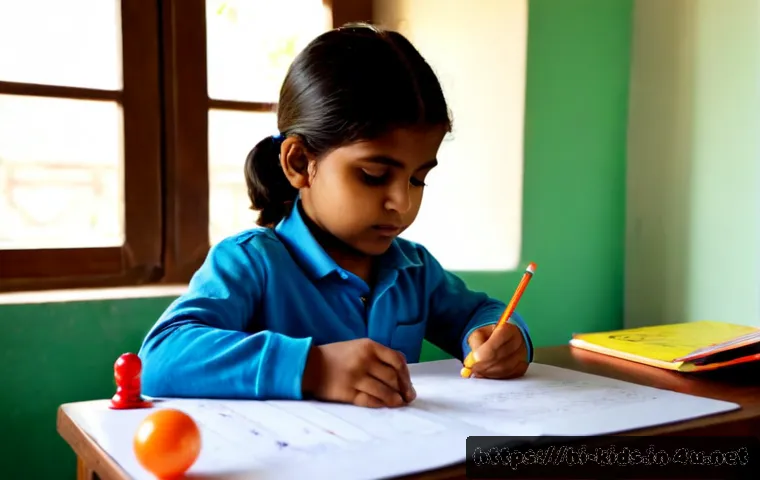 Home 15 유아교육지도사로서의 자기계발 - Photorealistic Indian early childhood education professional seated at a tidy home desk, thoughtfull...