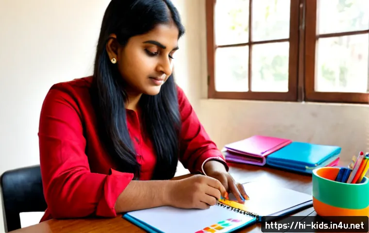 유아교육지도사 자격증 시험 일정 - Photorealistic Indian woman in her early 30s preparing for an early childhood education certificatio...